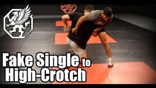 Wrestling technique – Fake single to high crotch