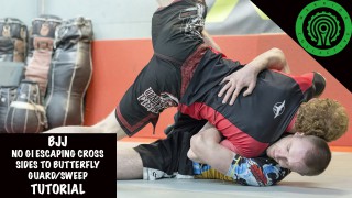 No Gi Escaping Cross Sides to Butterfly Guard/Sweep Tutorial