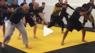 Ribeiro brothers drilling a little Capoeira to finish the practice