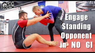 Engage Standing Opponent In No Gi BJJ ( Sweep / Leglock Entry ) – Nick Albin