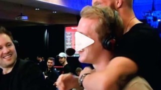 Norwegian hockey-celeb getting choked out by Norwegian UFC-star on live TV. Crazy spasms!