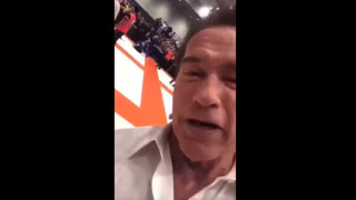 Arnold Schwarzenegger Watching Jiu-Jitsu At Grappling Industries